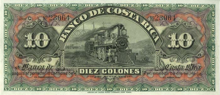 Costa Rica - 10 Colones, Unsigned - P-S174r - 1901-08 dated Foreign Paper Money